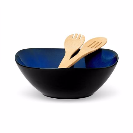 Cryspo Trio Σαλατιέρα Πορσελάνης με Κουτάλες Bamboo 'IndigoBlue' 26000935